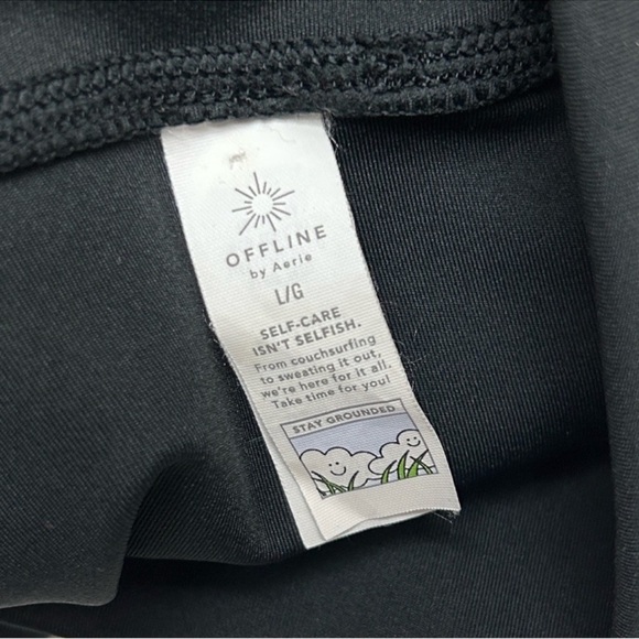 Aerie Offline High Rise 7” Black Bike Shorts Size Large EUC - Picture 5 of 6